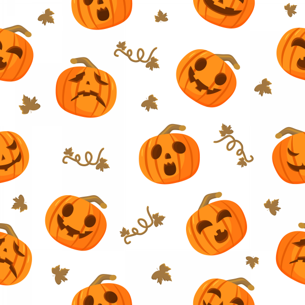 Halloween Pumpkins Vector Seamless Pattern ((ai ((eps ((png (7 files)