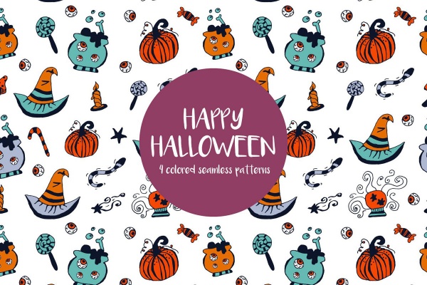 Happy Halloween Illustration Vector Pattern ((ai ((eps ((png (7 files)