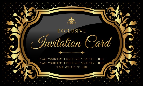 Invitation luxury vector card, black and gold vintage style ((eps (16 files)