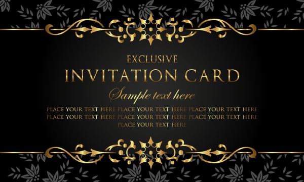 Invitation luxury vector card, black and gold vintage style ((eps (16 files)