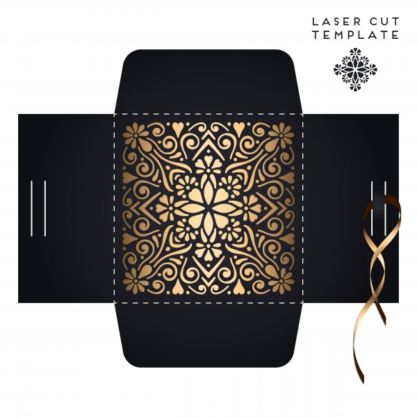 Vector wedding card laser cut template, vintage decorative elements ((eps (28 files)