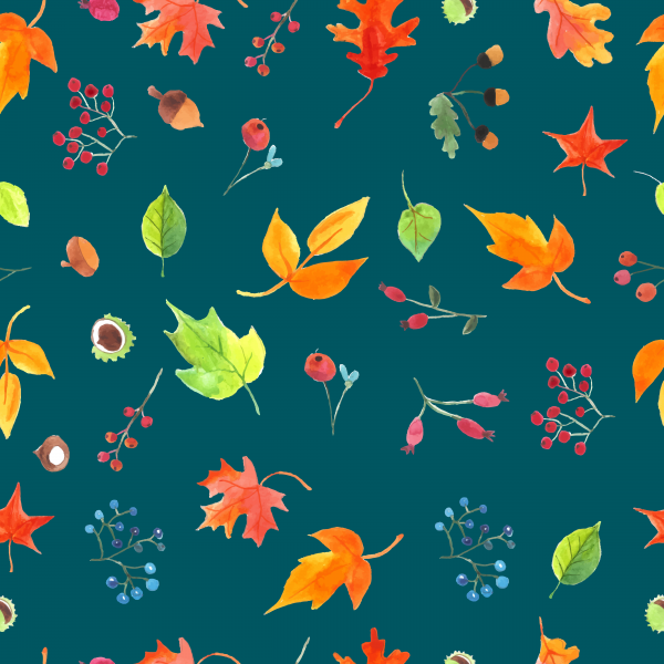 Watercolor Autumn Vector Seamless Pattern ((ai ((eps ((png (6 files)