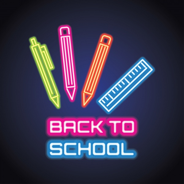 Векторные неоновые школьные фоны.  Vector neon school backgrounds ((eps (21 files)