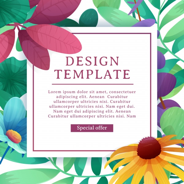Banner design template for seasonal sale, elegant decoration of flowers, plants, grass ((eps (28 files)