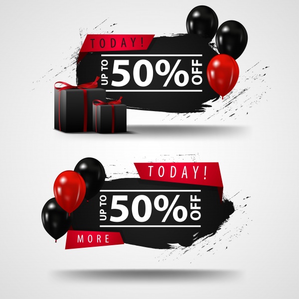 Black Friday sale vector banner with black piggy bank (12 files)