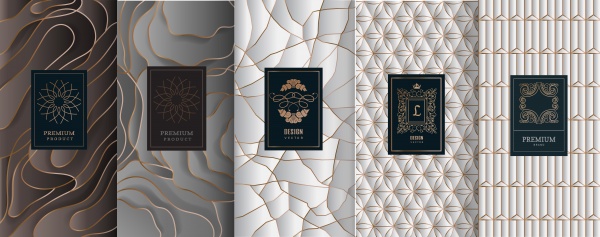 Collection of design vector elements, labels, frames, for packaging, design of luxury products ((eps (14 files)