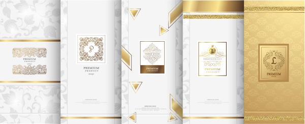 Collection of design vector elements, labels, frames, for packaging, design of luxury products ((eps (14 files)