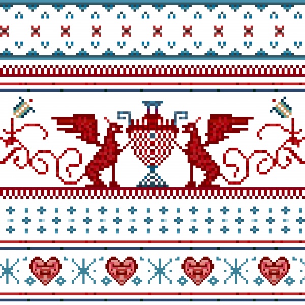 Knitted Christmas seamless pattern ornament with Santa Claus, Christmas tree, deer (16 files)