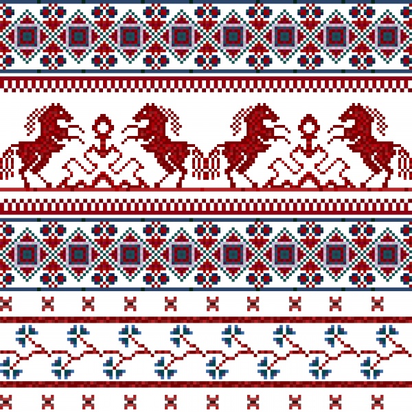Knitted Christmas seamless pattern ornament with Santa Claus, Christmas tree, deer (16 files)