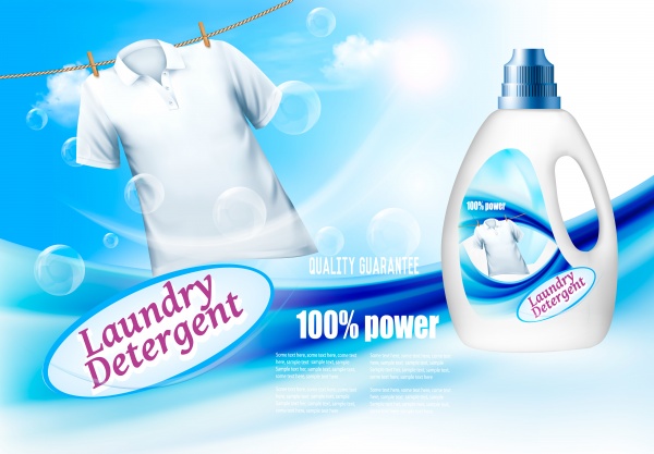 Laundry detergent package design, vector set of container bottles with label and bags ((eps (12 files)