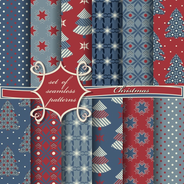 Set of vector seamless Christmas patterns (18 files)