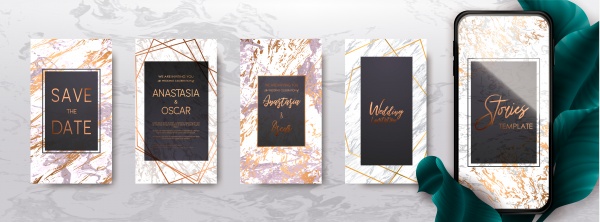 Trendy kit template pack with gold and marble texture, promotion flyer backgrounds (10 files)