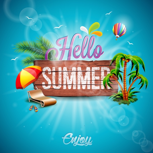 Vector summer beach party flyer design background ((eps (18 files)