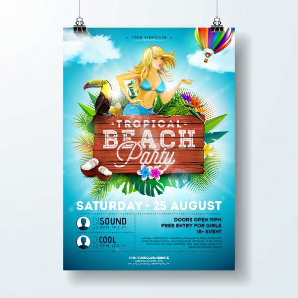 Vector summer beach party flyer design template ((eps (18 files)