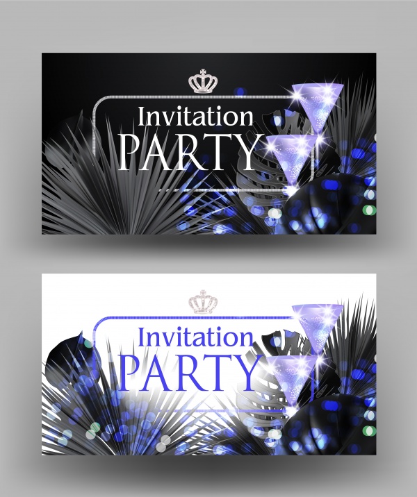 VIP invitation elegant vector cards with ribbons and pearl background ((eps (18 files)