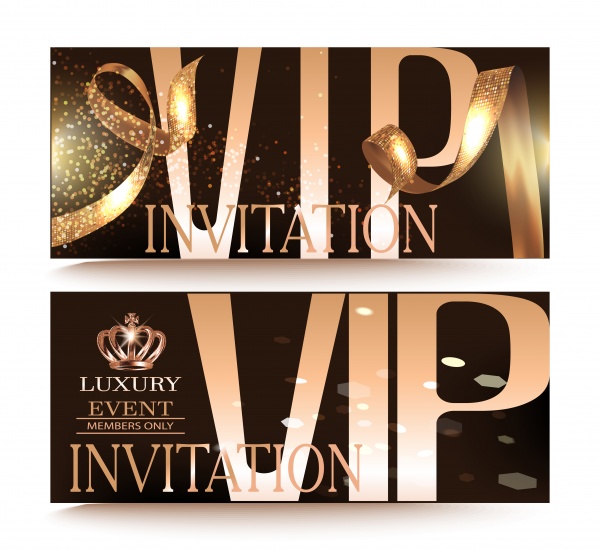 VIP invitation elegant vector cards with ribbons and pearl background ((eps (18 files)
