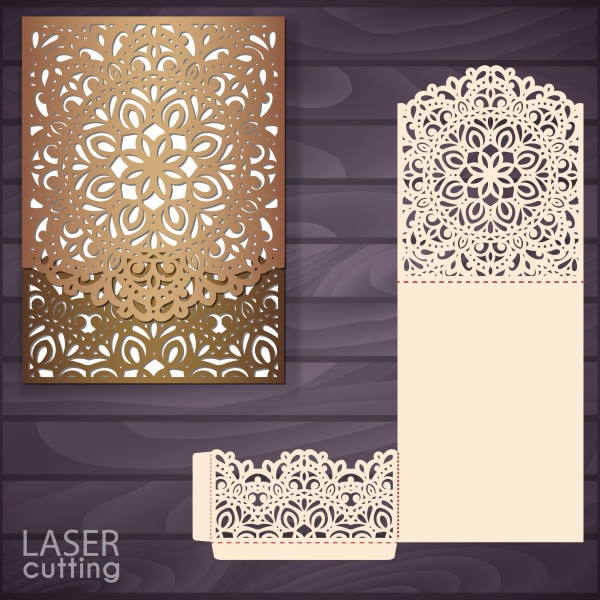 Wedding invitation card vector template, envelope with lace frame ((eps (18 files)