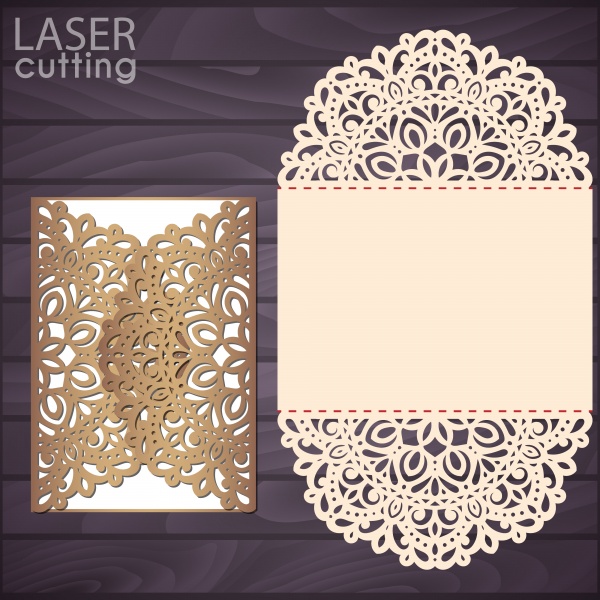 Wedding invitation card vector template, envelope with lace frame ((eps (18 files)