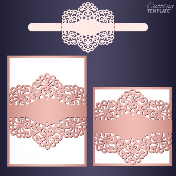 Wedding invitation or greeting vector card with abstract ornament ((eps (18 files)