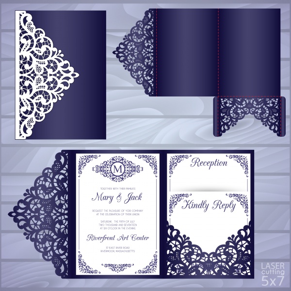 Wedding invitation or greeting vector card with abstract ornament 5 ((eps (18 files)