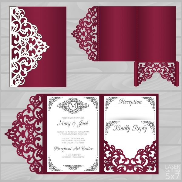 Wedding invitation or greeting vector card with abstract ornament 5 ((eps (18 files)