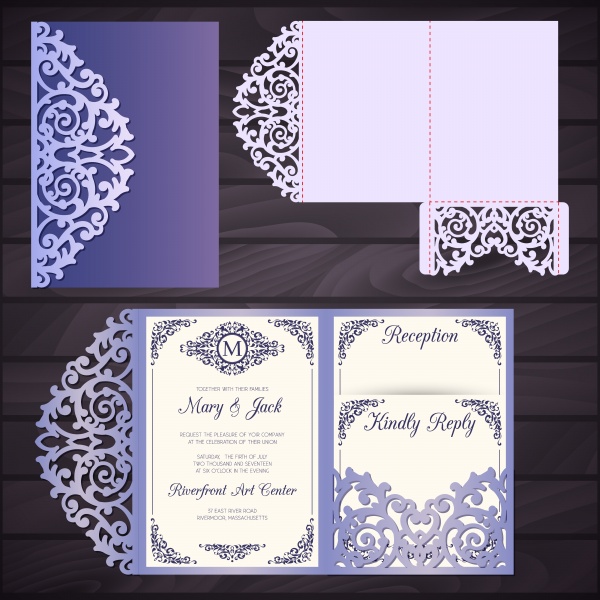 Wedding invitation or greeting vector card with abstract ornament 6 ((eps (18 files)