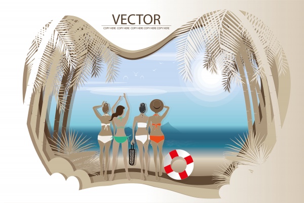 Летние композиции в векторе. Summer composition in vector ((eps (19 files)