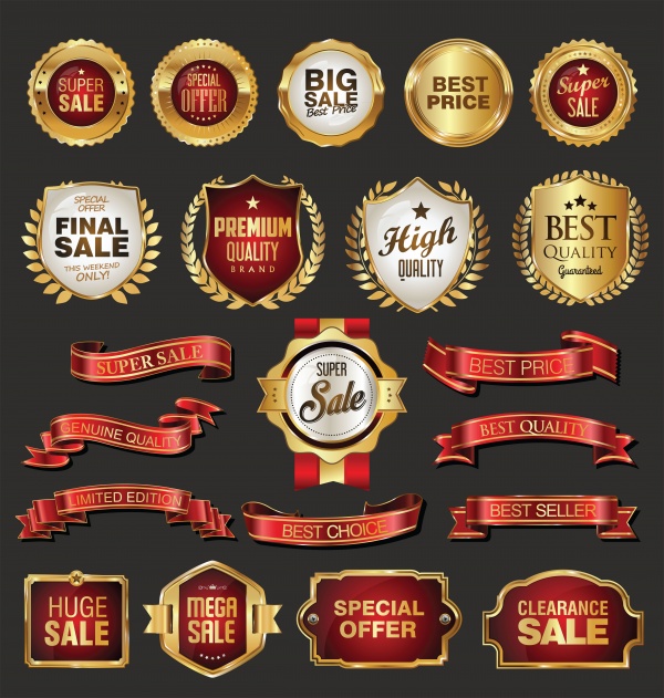 Luxury labels and laurels collection vector illustration ((ai (36 files)