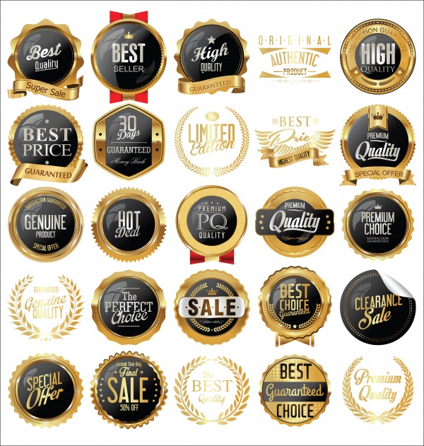 Luxury labels and laurels collection vector illustration ((ai (36 files)