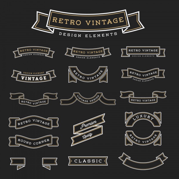 Vintage frame banner, vector label collection ((eps (18 files)