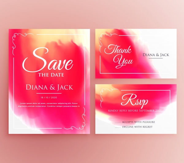 Wedding vector invitation suite set with flower decoration ((eps (20 files)