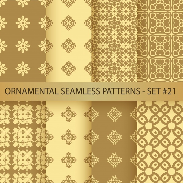 Ornamental seamless patterns vector set with decorative flowers ((eps (28 files)