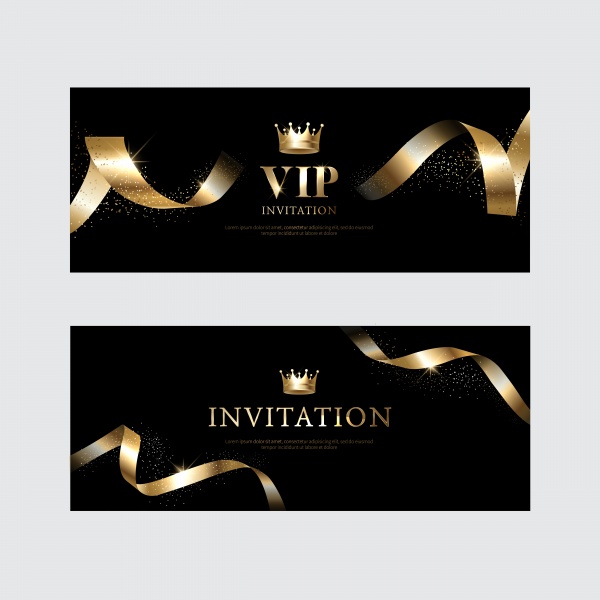 VIP invitations and vouchers with gold decor elements ((eps (34 files)