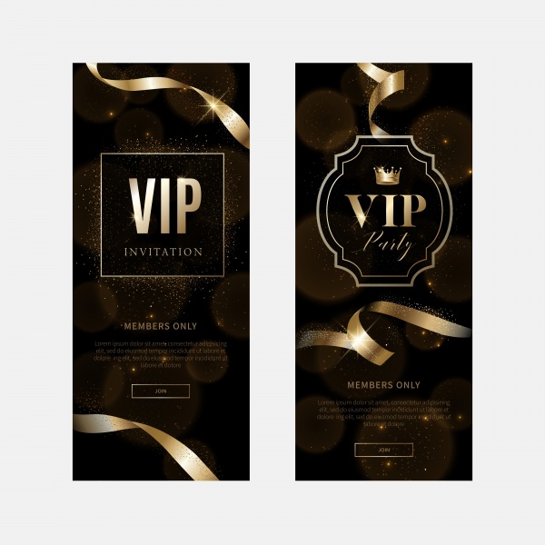 VIP invitations and vouchers with gold decor elements ((eps (34 files)