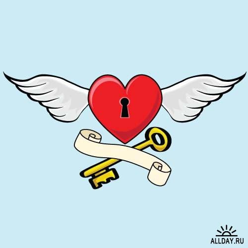 Heart with angel wings ((eps (6 files)
