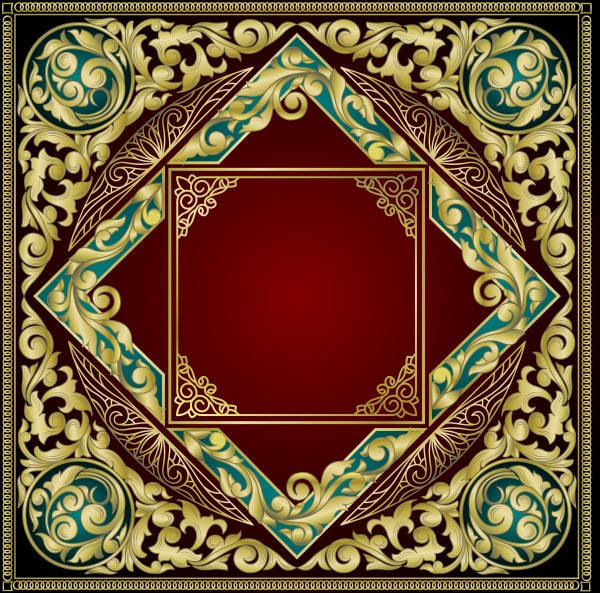 Vector vintage background with gold frame ornament ((eps (18 files)