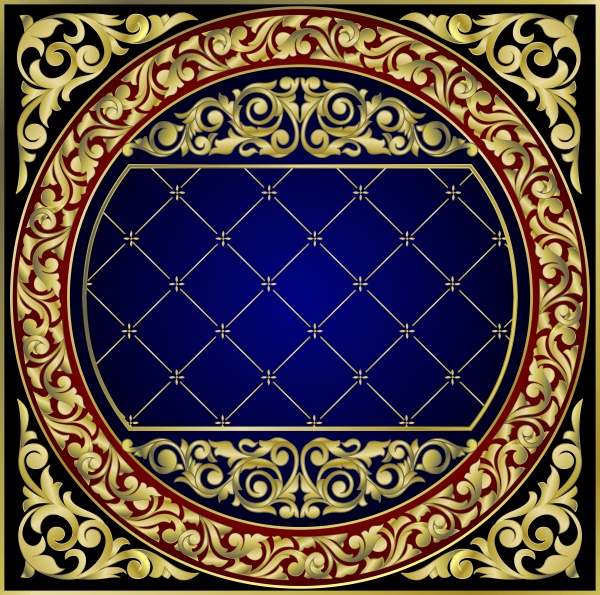 Vector vintage background with gold frame ornament ((eps (18 files)