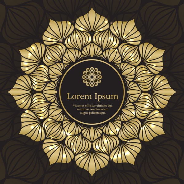 Gold and black vector invitation template, flyer template set with flower mandala in gold color ((eps - 2 (18 files)