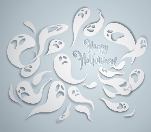 Happy Halloween. Spooky ghost greeting card ((eps - 2 (28 files)