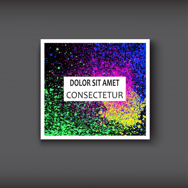 Neon watercolor covers design set, flyer, business card ((eps (20 files)