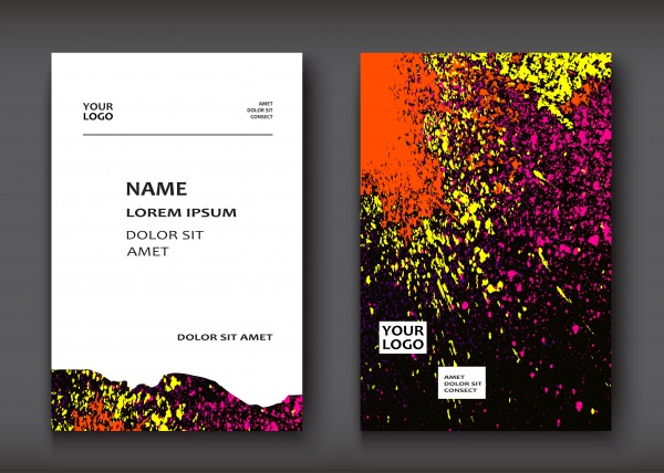 Neon watercolor covers design set, flyer, business card ((eps - 2 (20 files)