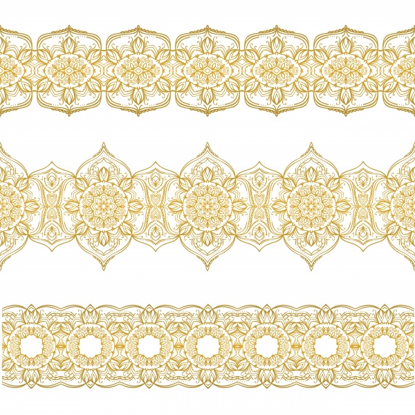 Seamless vector gold ornament set, background with mandala ((eps - 2 (20 files)