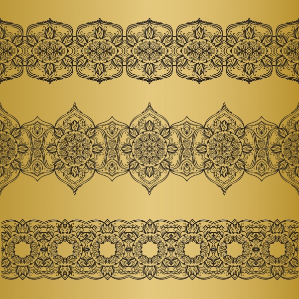 Seamless vector gold ornament set, background with mandala ((eps - 2 (20 files)