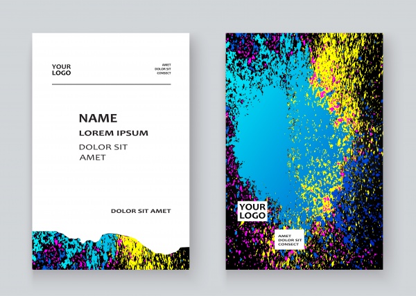 Trendy neon watercolor template vector illustration for flyer, business card ((eps - 2 (14 files)