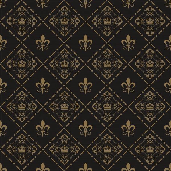 Vector black backgrounds with gold crown patterns ((eps (18 files)