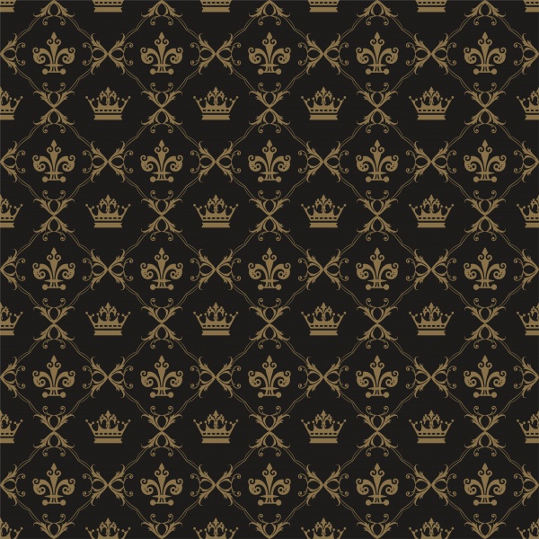 Vector black backgrounds with gold crown patterns ((eps - 2 (18 files)