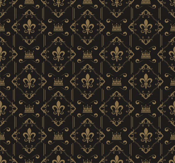 Vector black backgrounds with gold crown patterns ((eps - 2 (18 files)