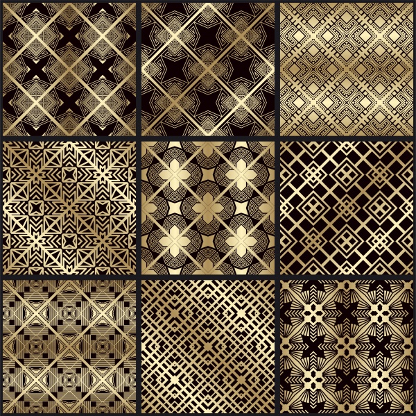 Vector vintage seamless gold patterns set ((eps - 2 (16 files)