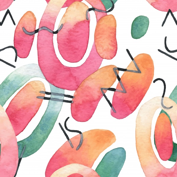 Vibrant Watercolor Patterns ((png ((eps - 5 (9 files)