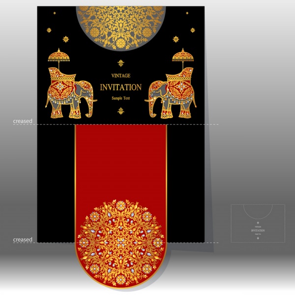 Vintage wedding invitation cards with oriental motifs ((eps (24 files)